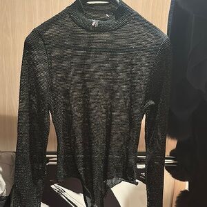 Black Sheer Long Sleeve Top